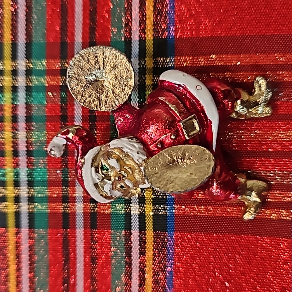 SANTA CYMBOL DANCING BROOCH PIN VINTAGE MUSIC BROOCH SANTA